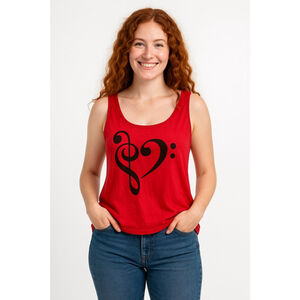 Women's Torrid Red Music Note Graphic Tank Top Plus Size 1X